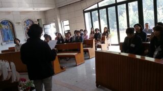 미리내성지 성모당에서 김대건 신부님의 순교영성에 대한 교육